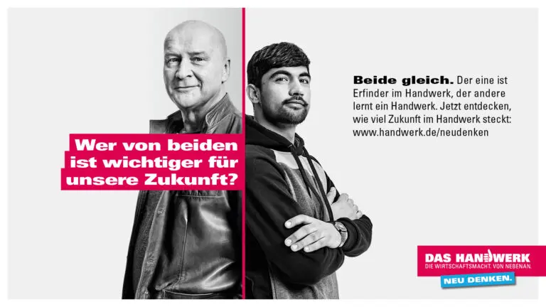 Imagekampagne des Handwerks, Kampagnenmotiv mit zwei Protagonisten
