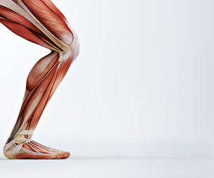Zeichnung eines laufenden Mannes mit Darstellung der Muskeln
